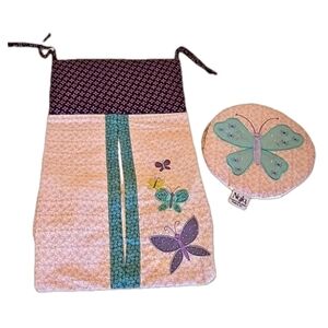 Nojo 2-pcs Set Hanging Nursery Organizer Purple Floral Butterflies Diaper Caddy